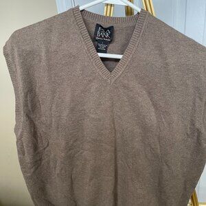 Jos A Bank Signature Collection Sweater Vest, Brown V-Neck Knit, Size L